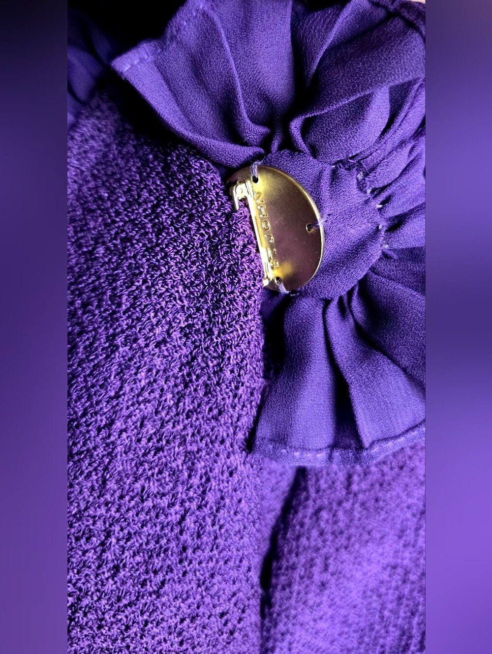 St. John Purple Ruffle Knit Jacket Size 2 + Coordinating Wool Blend Top - Picture 4 of 10